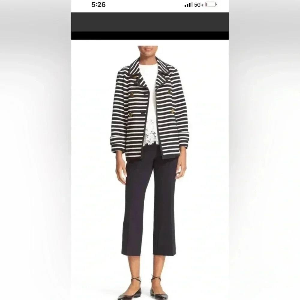 Kate Spade Broome Street Striped Short Pea Coat Jacket size 0 - Picture 2 of 8